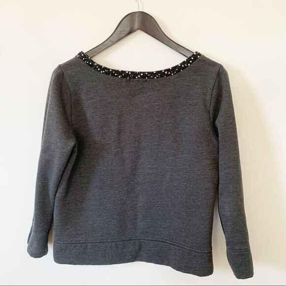 GAP Factory Dark Grey Gemstones Boatneck Sweatshirt - Picture 2 of 6